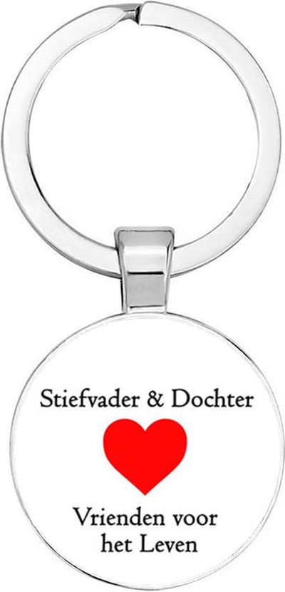 Akyol - stiefvader & dochter vrienden voor het leven Sleutelhanger - Papa/Vader - jouw stiefvader - Vader sleutelhanger - Papa sleutelhanger - Sleutelhanger papa - Familie sleutelhanger - Vaderdag cadeautje - Papa cadeau - 2,5 x 2,5 CM