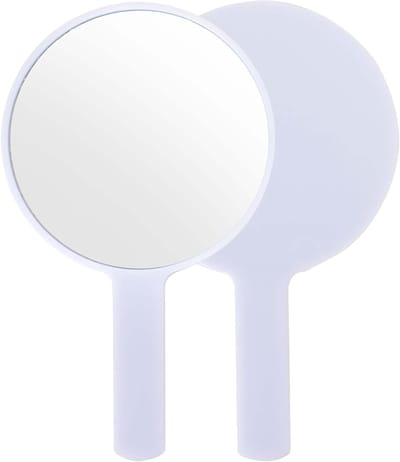 Professionele draagbare spiegel met handvat, ideaal voor haarstyling, scheren en make-up, rond en duurzaam (wit)