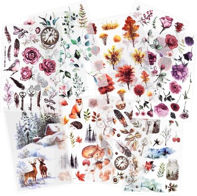 Inovra Plus - Rub on Vellen voor Scrapbooking en DIY Decoratie - Bloem en Plant Stickers met Transfer Sticker - Scrapbook Stickers voor Journals en Album - Forest Design