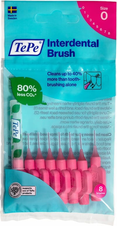 6x TePe Ragers 0,4 mm Roze blister à 8 stuks