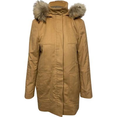 Boss Jas met Bontafwerking en Gele Kameelwol Hood