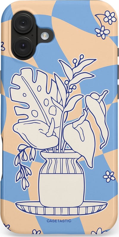 Casetastic hoesje geschikt voor Apple iPhone 16 Plus - MagSafe - Dubbellaagse bescherming - Bosje vol blauw - Fashion Case - Lichtblauw Beige Zilver Perzik
