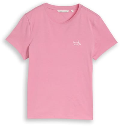 Tom Tailor Denim - T-shirt met borduursel - Maat XXL - Soft Blush Rose