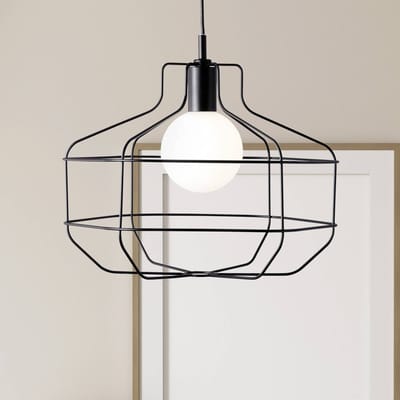 miloox by Sforzin Draad hanglamp, zwart, metalen kooi, 40 x 33 cm