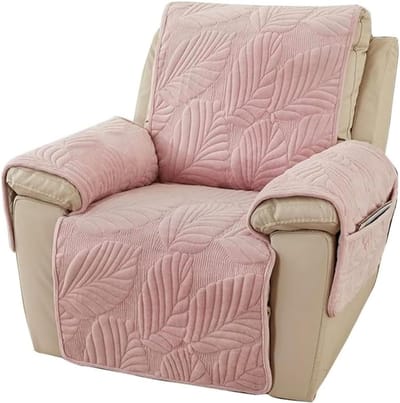 Stretch Stoelcover voor Relaxfauteuil - Katoenen Beschermhoes voor 1-Zit Recliner - Elastische en Zachte Bekleding in Roze voor TV Stoel en Fauteuils