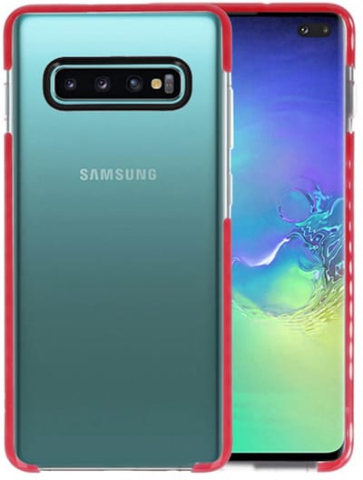 Armor TPU Hoesje - Hoesje Geschikt voor Samsung Galaxy S10 Plus Transparant / Rood