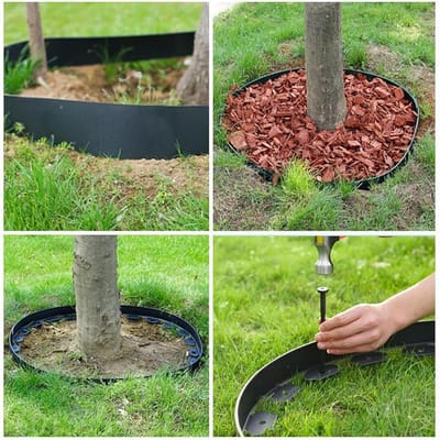 Flexibele Grasrand van Kunststof - 20 Meter Lang en 5 cm Hoog Inclusief 100 Grondankers