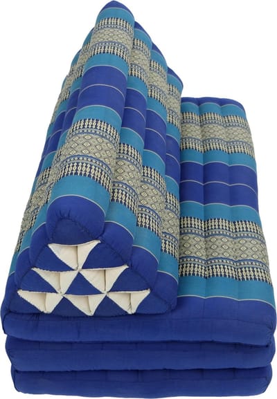 Fine Asianliving Thais Kussen Meditatie Driehoek Vloer Ligmat Yoga Uitklapbaar Kapok 80x190x7cm XXXL Oceaan Blauw Meditatie Mat Matras
