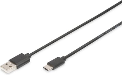 Digitus USB-kabel USB 2.0 USB-A stekker, USB-C stekker 1.00 m Zwart Flexibel, Folie afscherming, Afscherming gevlochten