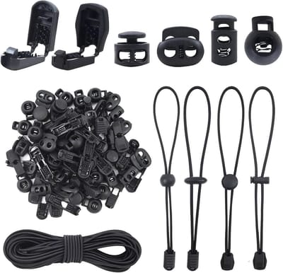 Elastisch rubberen koord 10 m - 3 mm touw met koordstoppers en klemmen voor veelzijdig gebruik