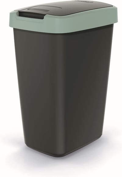 Compacte Vuilnisemmer met Zwenk- en Klapdeksel - 12 Liter - Voor Afvalscheiding en Recycling - Kunststof - Zwart/Lichtgroen