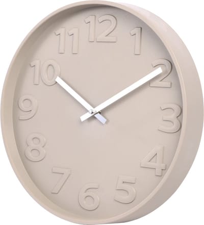 SensaHome Wandklok Zurich - Scandinavisch Stijl Ronde Klok met Cijfers - Moderne Nordic Design - Ø30cm - Beige