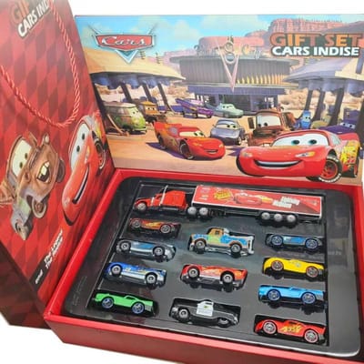 12 stuks Disney Pixar Cars Cadeaubox Metalen Diecast Lightning McQueen Auto Model Speelgoed Jackson Oom Vrachtwagen Jongen Verjaardagsspeelgoed