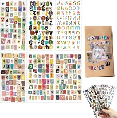 Vintage Scrapbook Stickers - Engelse Alfabet en Symbool Labels, Zelfklevende Decoratie Stickers voor Creatief Knutselen, 19.3x9.6cm, Perfect voor Scrapbooking en Handgemaakte Projecten