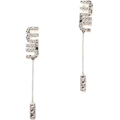 Boucles d'oreilles décoratives Miu Miu avec pendentif en cristal imitation pour femmes Boucles d'oreilles Laiton 5JO661-2DNC-F0OKL Basic Packaging-Box Not Included