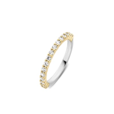 TI SENTO Dames Ring - 925 zilver - Zirkonia met geel verguld - Maat 17.25 mm / maat 54 - 1918ZY