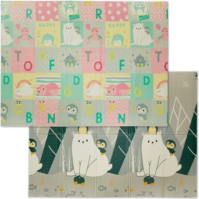 speelmat dieren - opvouwbaar - 195x146 cm - schuimstof - afwasbaar - kruipmat baby