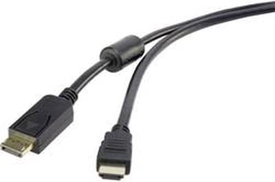 Renkforce RF-3301522 DisplayPort-kabel DisplayPort / HDMI Adapterkabel DisplayPort-stekker, HDMI-A-stekker 1.00 m Zwart Met Ferrietkern, Vergulde