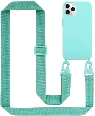 Cadorabo Mobiele telefoon ketting geschikt voor Apple iPhone 11 PRO MAX in LIQUID TURKOOIS - Silicone beschermhoes met lengte verstelbare koord riem