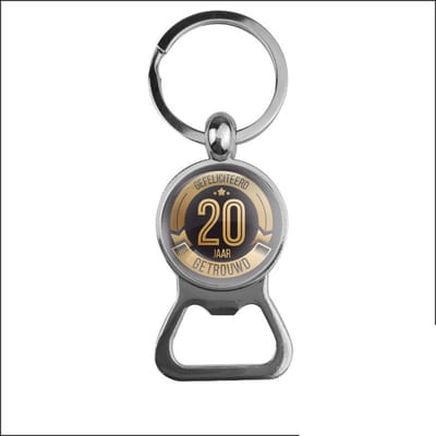 Bieropener Glas - Gefeliciteerd 20 Jaar Getrouwd