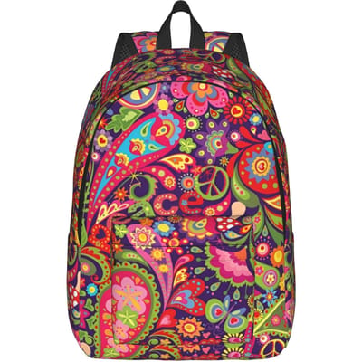 Vrede Bloemig Liefde Patroon Rugzak Sport Student Wandelen Reizen Regenboog Lgbt Dagrugzak voor Mannen Vrouwen Laptop Computer Canvas Tassen S