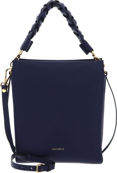 COCCINELLE Leren Handtas Schoudertas Boheme Grana Double Handbag Double Grainy Leather Royal Blue / Fon. Brown Blauw