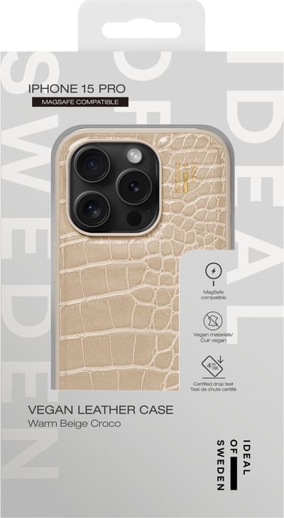 iDeal of Sweden Vegan Leather Case MagSafe geschikt voor Apple iPhone 15 Pro Warm Beige Croco