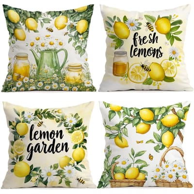 1/4 stuks Citroentuin Planten Kussens Kussensloop Polyester Kussenhoes Sierkussen Kussenhoes Huis Auto Sofa Decor 45x45cm