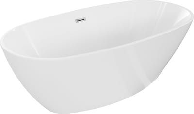 Mexen Eris vrijstaande badkuip 180 x 95 , wit, overloop chroom - 53441809500-01