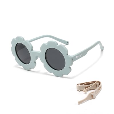 Maesy Baby Zonnebril Fleur - 1 t/m 3 jaar - Elastiek - Flexibel - UV400 Bescherming - Zonnebril Kind Bloem - Licht Blauw