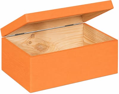 HAUDT® houten kistje EVA mini MANDARIJN - met klepdeksel - 30 x 20 x 13 cm - oranje