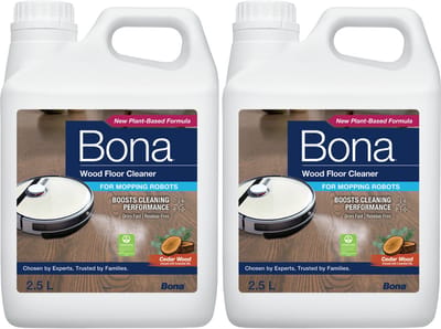 Bona Houten Vloerreiniger voor Robotstofzuiger met Dweilfunctie - Vloerreiniger Robotstofzuiger - Reinigingsmiddel - Sneldrogend en Streeploos - 2,5L (2-pack)