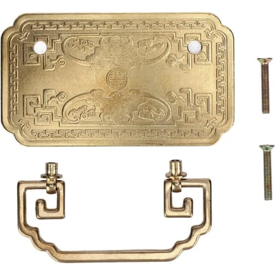 Antieke Ladehandgreep Tetragonale Vleermuis Handgreep Antieke Chinese Retro Stijl Ladeknoppen met 2 Schroeven Brass Color