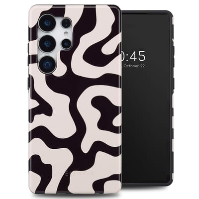 Selencia Hoesje - Geschikt voor Samsung Galaxy S25 Ultra - Backcover - Art Wave Black