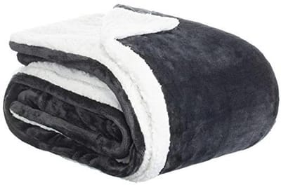 Zachte Fleece & Sherpa Deken 100x150 cm – Dubbelzijdige Plaid voor Bank & Bed – Warm en Knus – Donkergrijs/Wit