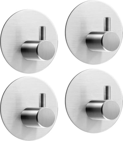 *** 4 Zelfklevende Handdoekhaakjes - Set van 4 - Zilver Kleurig - Badkamer,Toilet of Keuken - Handdoekhaakjes zelfklevend - van Heble® |***