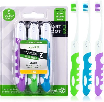 Reistandenborstel Set - Opvouwbare Tandenborstel - Hygiënisch Onderweg - Ingebouwde Beschermhoes - 3 Stuks Zacht - Multicolor