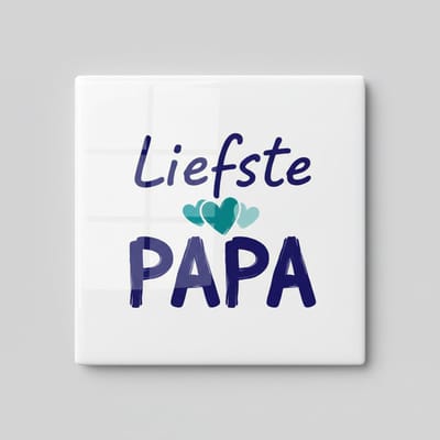Liefste Papa Keramische Tegel – Hart Design Cadeau voor de Beste Papa – Decoratieve Wandtegel 15×15 cm