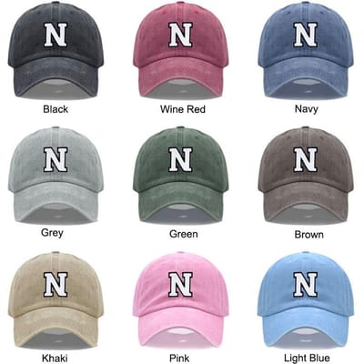 Initialen A-Z Borduur Baseballpet Voor Mannen Vrouwen Hoge Kwaliteit Gewassen Katoen Dad Hats Team Sport Vizieren Snapback Petten Navy Hat gray