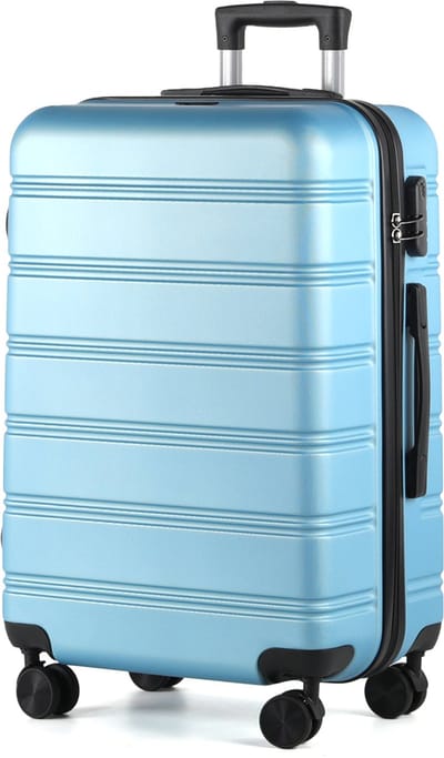 TAN.TOMI Hardcase Handbagage Koffer ABS – 20 inch (37×22×56 cm, 41 L) – Lichtgewicht Trolley met 3‑cijferig Cijferslot & 360° Wielen - IJskleurig blauw