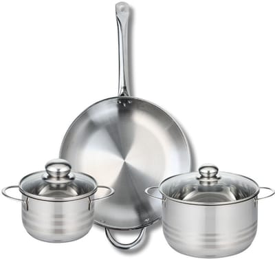 Set van 1 Koekenpan 32 cm en 2 kookpotten 16 en 20 cm Elo Profi Brillant