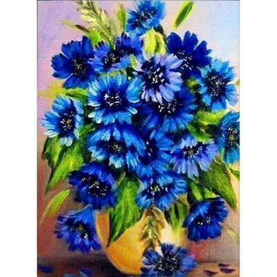 Diamant schilderij blauwe bloemenvaas diamant borduurwerk volledige set diamant mozaïek strass decoraties 40X50CM