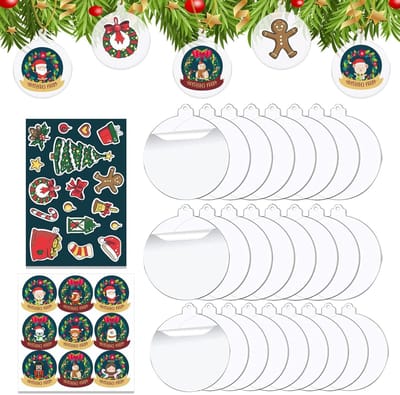 25 Stuks Duidelijke Acryl Kerstballen van 3 Inch, Vlakke Decoraties voor Kerstboom, Feestversiering en DIY Projecten