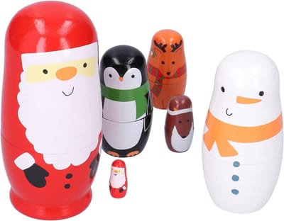 Nestpoppen Set - Houten Poppen - Woondecoratie - Handgeschilderd - 6 Stuks - Multicolor