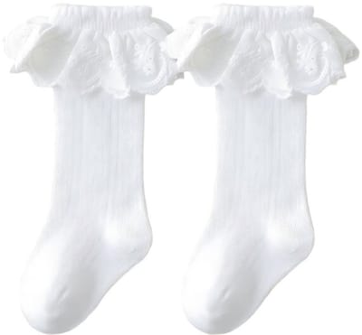 Sokken - 2-paarspak - Maat S - Geschikt voor kinderen van 0-5 jaar - Voetlengte 9-11 cm - Enkelsokken - Babysokken - Katoenen sokken - Afgewerkt met kant - Kanten sokken in prinsessenstijl - Voor baby's
