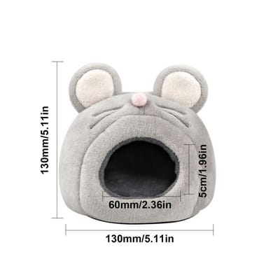 Cachette douillette pour cochon d'Inde avec adorable petite maison pour animaux de compagnie en forme de souris, lit lavable pour petits animaux de compagnie pour hérisson, chinchilla et lapin d'Inde gray