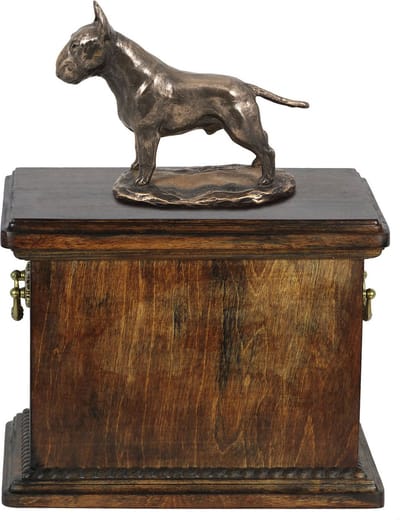 Elegante urn voor Bull Terrier met beeldje in klassieke stijl