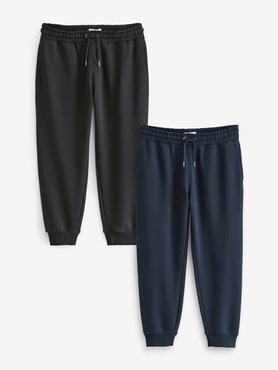 Next - Heren - Set 2 joggingbroeken van zware borstelstof, slim-fit - Zwart