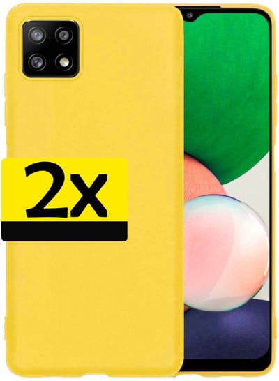 Hoesje - 2 Stuks - Geschikt voor Samsung Galaxy A22 4G - Sterk & Shockproof - Case Siliconen - Back Cover - Telefoon Hoes - Telefoonhoesjes - Geel