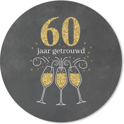 Muismat rond 20x20 cm - Mousepad Trouwen - 60 jaar getrouwd - Jubileum - Quotes - Spreuken - Ronde muismatten
